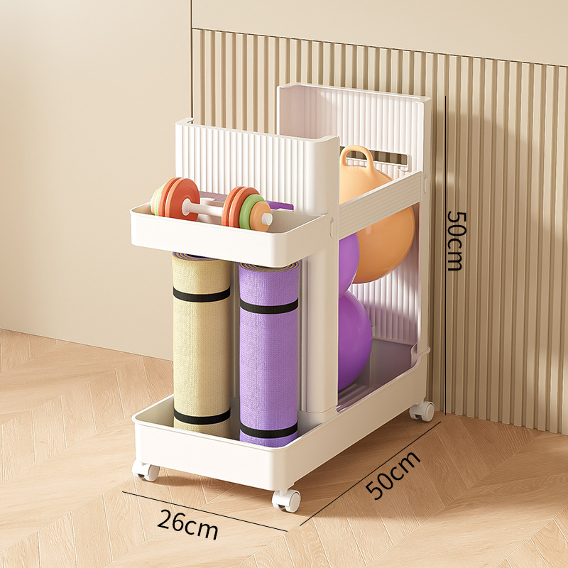 Home Gym Folding Rack - Rolling Yoga Mat Storage Rack with