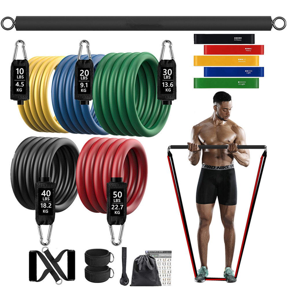 Home Gym Equipment Set - 150lb Fitness Booty Resistance Elastic Band