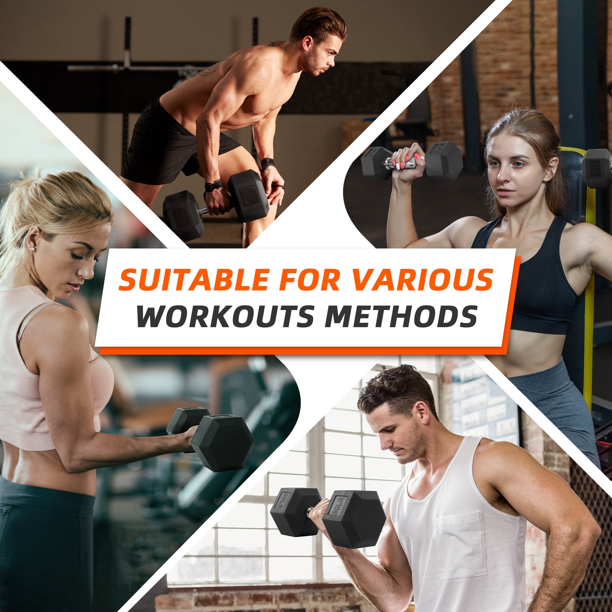Rubber Coated Hex Dumbbell 10  - огляд і ціна Home Gym Simple