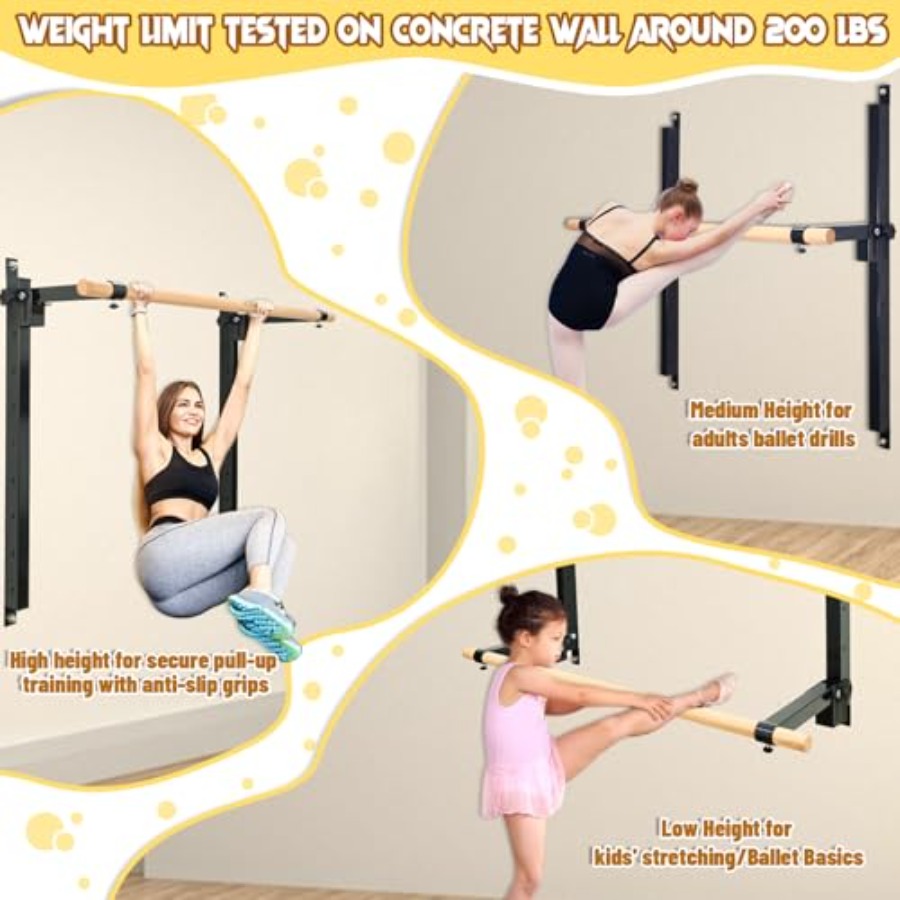 Wall Mounted Ballet Barre 4ft  - огляд і ціна Home Gym Foldable